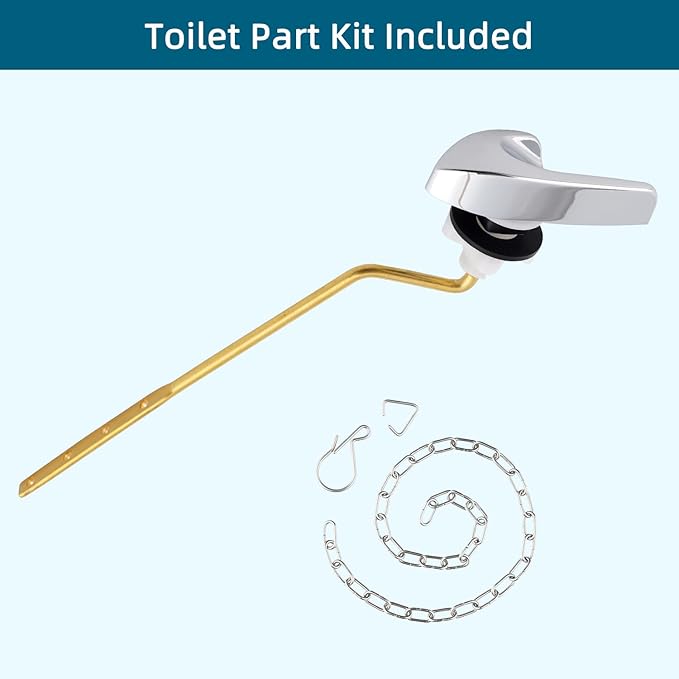 Universal Metal Side Mount Toilet Handle Replacement Kit Compatible with Kohler K-GP30324-CP/Glacier Bay Toilet with 1pc Flapper Chain, Toilet Flusher Lever, Chrome