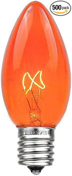 Novelty Lights 500 Case C7 Outdoor Christmas Replacement Bulbs, Amber/Orange, C7/E12 Candelabra Base, 5 Watt, 500 Bulbs