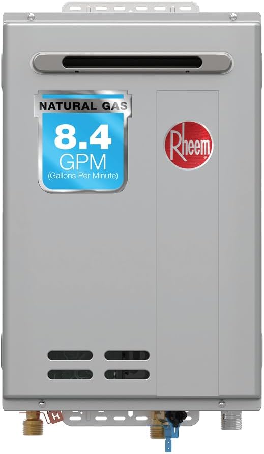 Rheem RTG-84XLN-3 High Efficiency Non-Condensing Outdoor Tankless Natural Gas Water Heater, 8.4 GPM