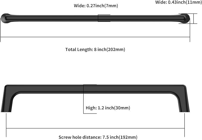 10 Pack Matte Black Cabinet Pulls 7.5 Inch Kitchen Cabinet Handles Cabinet Hardware Kitchen Handles for Cabinets Cupboard Handles Black Dresser Pulls Drawer Handle