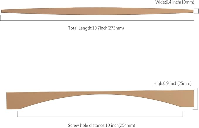 Asidrama 10 Pack 10 Inch(254mm) Champagne Bronze Kitchen Cabinet Handles, Cabinet Pulls Kitchen Cabinet Hardware for Cupboard Drawer Pulls