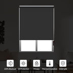 ALLBRIGHT 100% Blackout Roller Blinds Woven Shades with Striped Jacquard, Cordless Window Shades, UV Protection Fabric, Easy-Install for Indoor Home & Office, Dark Blue Old, 51" W x 72" H