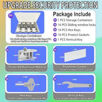 Window Locks, 16 Sets Sliding Window Locks with Key, Easy to Install Vertical & Horizontal Window Security Locks, Adjustable Aluminum Window Stopper Lock (Silver)