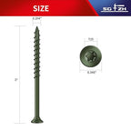 #10 x 3 Inch Deck Screws (59Pcs) 1lb. Exterior Wood Screws. Carbon Steel, Green, Flat Head, Rust Resistant epoxy Coated, with T25 Star Bit