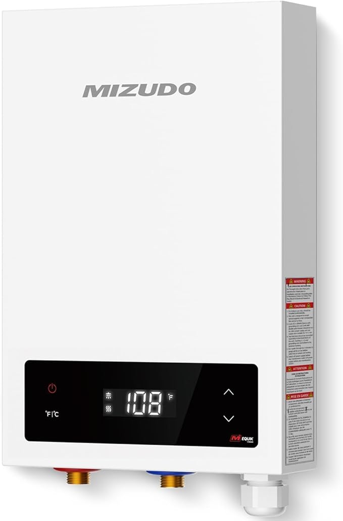 14kW Tankless Water Heater Electric, MIZUDO 240 Volt Instant Hot Water Heater, Up to 3.4 GPM for 2-3 Point of Use, with LED Digital Display, ETL Certified