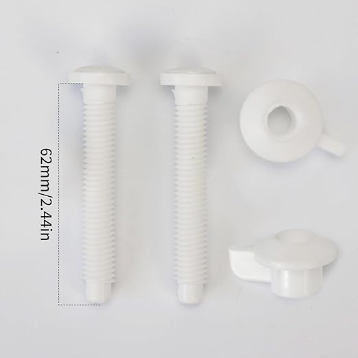 Universal White Plastic Toilet Seat Hinge Screws, Toilet Hinges Replacement Kit for Top Mount Toilet Seats, Durable and Corrosion-Resistant Hinges Tighten Fittings, Easy Installation.(MFL12)