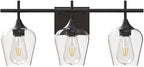Vanity Bathroom Light, 3-Light Bathroom Light Fixtures Over Mirror, Black Vanity Lights for Bathroom with Clear Glass, Modern Wall Lamp for Cabinet Hallway, Bedroom