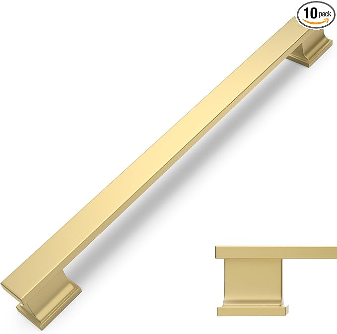 COTYKILEY 10 Pack 7.5 Inch(192mm) Brushed Gold Cabinet Handles Gold Kitchen Cabinet Pulls Cabinet Door Handles Kitchen Cabinet Hardware