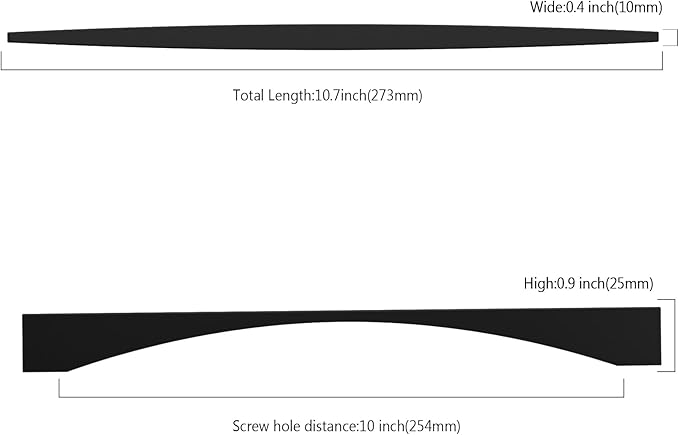 Asidrama 10 Pack 10 Inch(254mm) Matte Black Kitchen Cabinet Handles, Cabinet Pulls Kitchen Cabinet Hardware for Cupboard Drawer Pulls