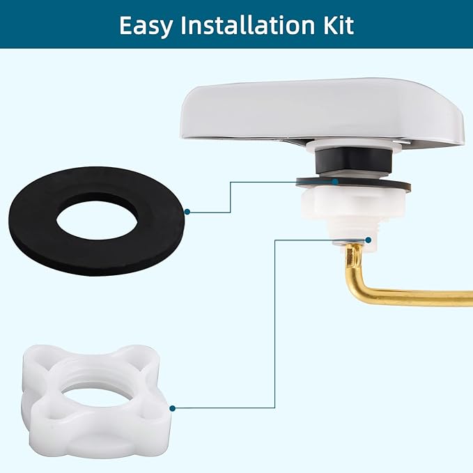 Universal Metal Side Mount Toilet Handle Replacement Kit Compatible with Kohler K-GP30324-CP/Glacier Bay Toilet with 1pc Flapper Chain, Toilet Flusher Lever, Chrome