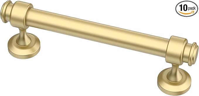 Alzassbg 10 Pack Matt Gold Cabinet Pulls, 4 Inch(102mm) Hole Centers Cabinet Handles Kitchen Hardware Straight Bar for Cabinets and Drawer AL3082MGP