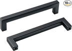 10 Pack Matte Black Cabinet Pulls 6.3 Inch Stainless Steel Square Handles for Kitchen Cabinet Black Cupboard Handles Modern Drawer Pulls Dresser Knobs