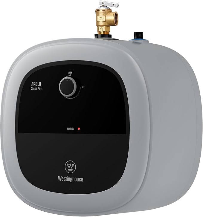 Westinghouse 4 Gallon Electric Mini Tank Water Heater, 120V, 1440W Instant Hot Water for Point of Use, Compact Under Sink & RV Design, Easy Wall/Floor Mount, UL Listed (Gray)