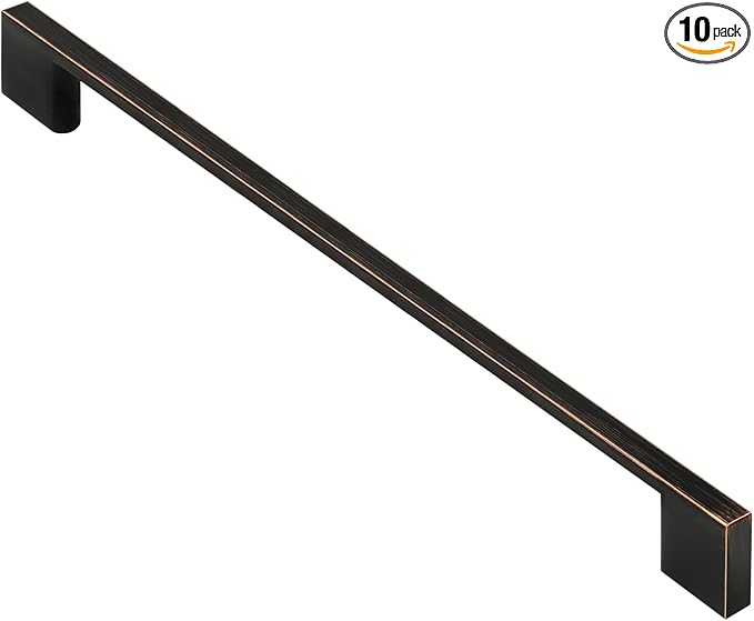 Alzassbg 10 Pack Oil Rubbed Bronze Cabinet Pulls, 10 Inch(256mm) Hole Centers Rectangle Cabinet Handles Kitchen Pulls for Drawers and Cabinets AL3051ORB