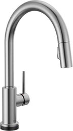 Delta Trinsic Touchless Kitchen Faucet with Touch Technology, Brushed Nickel Kitchen Sink Faucet with Pull Down Sprayer, Single Hole, Arctic Stainless 9159TL-AR-DST