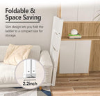 Step Ladder 3 Step Folding, Small Step Stool for Adults, Portable Anti-Slip Iron Stepladder with Wide Pedals for Home and Kitchen Use, Space Saving - White (300 lbs)