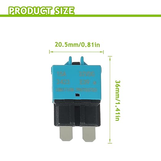 15A DC 12V-32V Manual Reset Circuit Breaker ATC/ATO Low Profile T3 Mini Blade Fuses Breakers for Car Trucks Marine Boat RV Solar and More,2 Pack