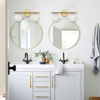 New Bathroom Vanity Light Fixtures 2 Lights Brushed Brass Milk White Globe Glass Shade Modern Wall Bar Sconce Over Mirror (Exclude Bulb