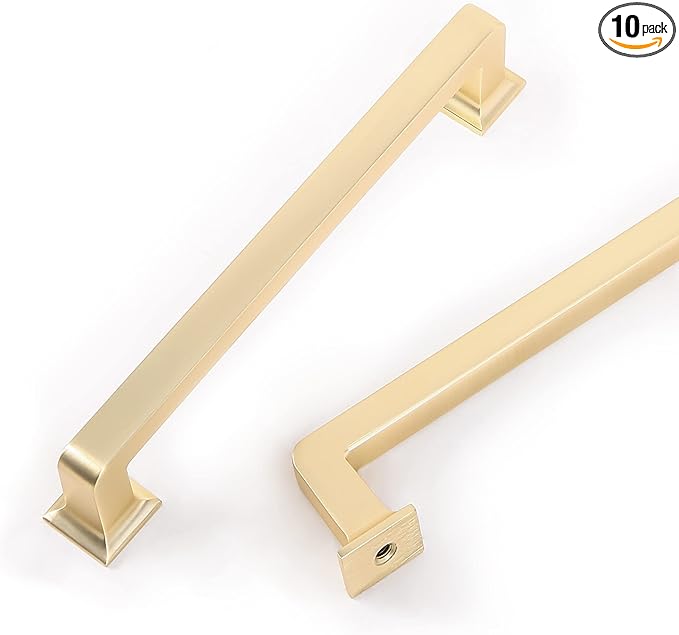 COTYKILEY 10 Pack 5 Inch(128mm) Brushed Brass Kitchen Cabinet Handles Gold Cabinet Pulls Cabinet Door Handles Kitchen Cabinet Hardware