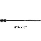 #14 X 5 Heavy Duty Black Timber/Log/Landscaping Wood Screws - Exterior Coated Heavy Duty Screws - ~50 Screw Count - Heavy Duty Black Log Wood Screws