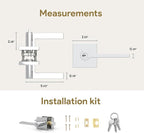 Mega Handles - Prime Entrance Handle, Entry Lever Door Handle, Heavy Duty Square Locking Lever Set for Left or Right-Handed Doors, Interior/Exterior Door Levers - Polished Chrome