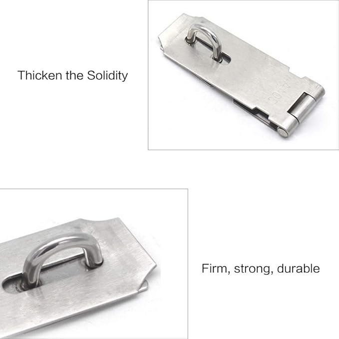 Door Locks Hasp Latch, 5 Inch Stainless Steel Safety Packlock Clasp Hasp Lock Latch, Extra Thick Gate Lock Hasp with Screws Brushed Finish 2 Pack (5inch)