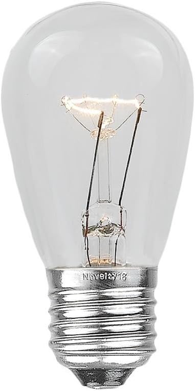 Novelty Lights 25 Pack S14 Outdoor Patio Edison Replacement Bulbs, E27 Medium Base, Clear, 11 Watt