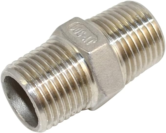 1/8" ~2" NPT Male Threaded Hex Nipple,Stainless Steel 304 Quick Coupler Pipe Fitting (1/2")
