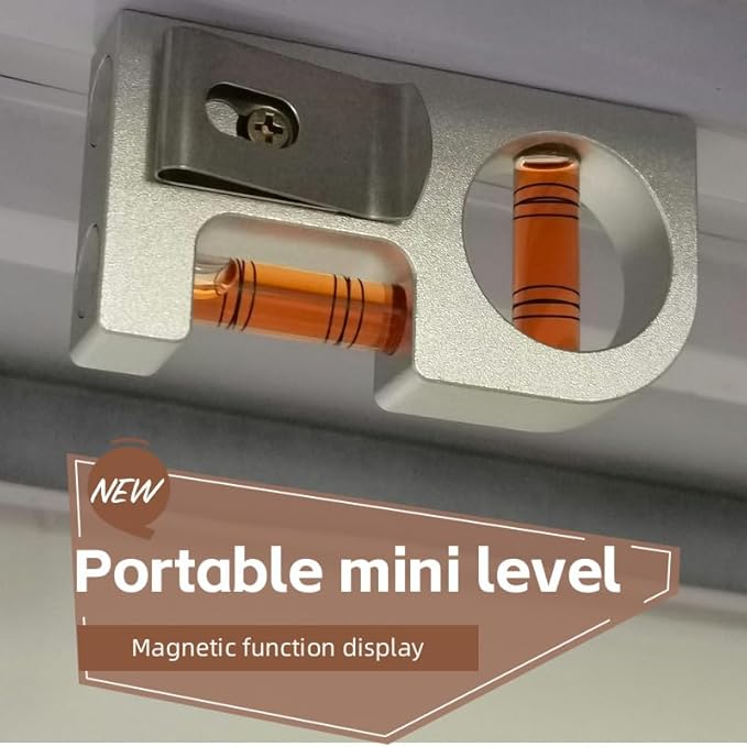Solid aluminum alloy Mini level ruler portable mini level bubble meter with magnetic function TV stand installation (Silver Red)