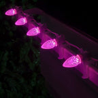 Wintergreen Lighting OptiCore C7 LED Christmas Light Bulbs - 25 Pack Heavy Duty Premium Outdoor Christmas Lights, E12 Base (Pink Faceted)