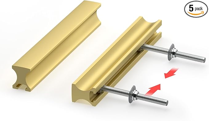 homdiy 5 Pack Adjustable Brushed Brass Cabinet Pulls 1" to 4" (25-102mm) Adjustable Hole Distance Drawer Pulls