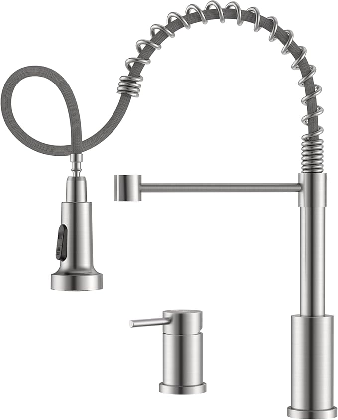 APPASO 2 Hole Kitchen Faucet, Kitchen Faucet with Separate Handle, SUS304 Stainless Steel Two Holes Faucet for Kitchen Sink, Brushed Nickel
