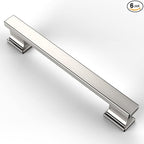 Asidrama 6 Pack 5 Inch(128mm) Brushed Satin Nickel Kitchen Cabinet Handles, Cabinet Pulls Kitchen Cabinet Hardware for Cupboard Drawer Pulls
