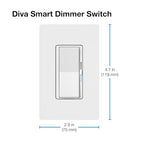 Lutron Diva Smart Dimmer Light Switch for Caseta Lighting (Lutron Smart Hub Required), for LED Lights, 150W, Single-Pole/3-Way, No Neutral, Ivory (DVRF-6L-IV)