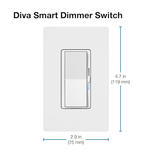 Lutron Diva Smart Dimmer Light Switch for Caseta Lighting (Lutron Smart Hub Required), for LED Lights, 150W, Single-Pole/3-Way, No Neutral, Brown (DVRF-6L-BR)