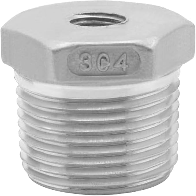 Joywayus Stainless Steel Hex Head Bushing Reducer Pipe Fitting 3/4 NPT Male × 1/8 NPT Female