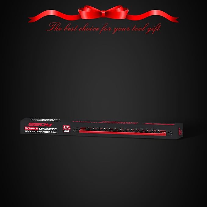 Magnetic Socket Holder Organizer Set: 3/8 Detachable Socket Trays Socket Organizer for Tool Box Drawer Holds 14-Piece Standard Size Sockets for Automotive Mechanic Garage(Red)