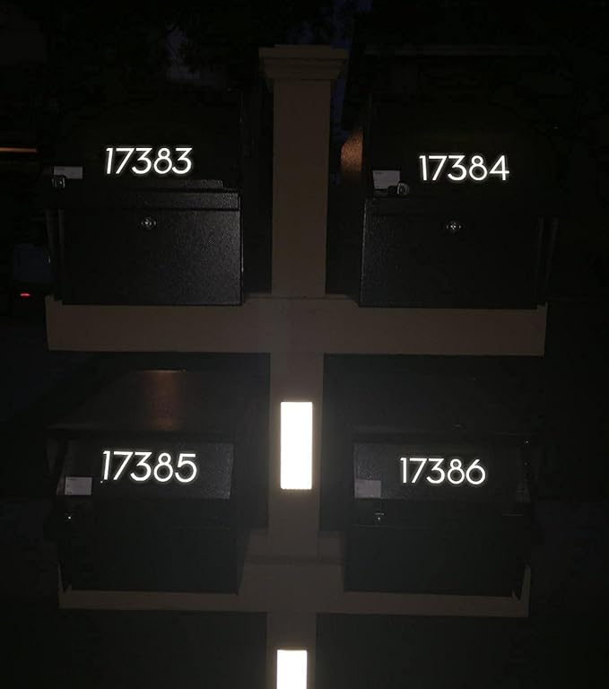 2 inch Reflective Mailbox Numbers Sticker (0-9, 5 Sets) Modern Number Vinyl Waterproof Number Self Adhesive Sticker for Signs, Door, Cars, Trucks, Home, Address Number