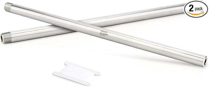 TAISHER 2PCS 304 Stainless Steel Pipe Fittings, 1/4" NPT Male Threaded, 12" Length Weld Nipple Cast Pipe