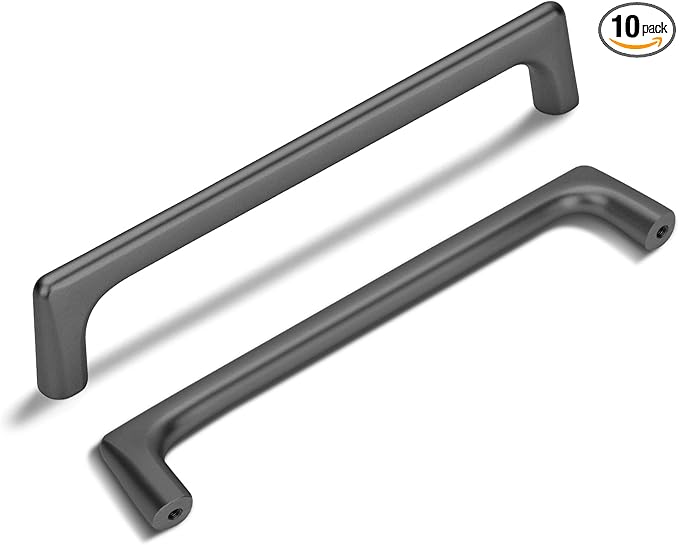 10 Pack 6.3 Inch(160mm) Hole Center Modern Matte Dark Gunmetal Gray Cabinet Pull Handle Timeless Vanity Drawer Pull Handle Classic Cabinet Hardware for Kitchen Bathroom, Screws Included, Gray(6.3x10)