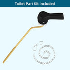 Hygie Rinse Metal Toilet Handle Lever Flush Replacement, Universal Side Mount Toilet Handle with Stainless Steel Flapper Chains, Toilet Repair Kit, Matteblack