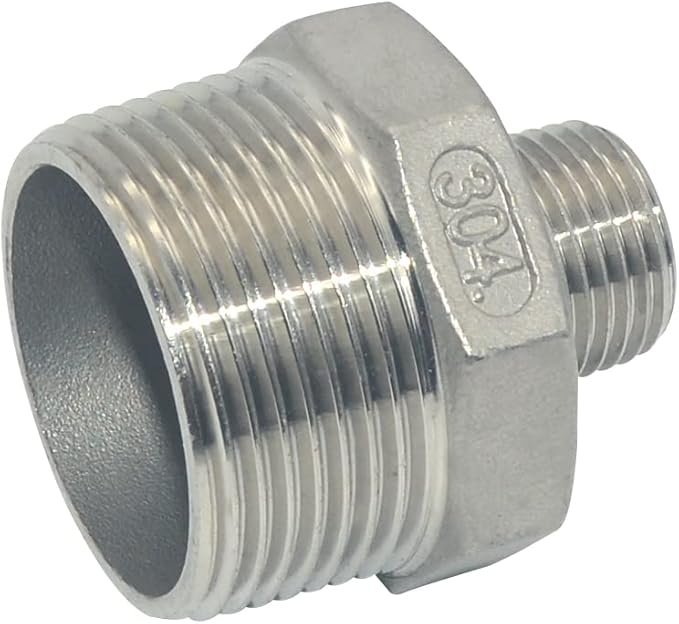 1-1/4" x 1/2" Male Threaded Reducing Nipple Fitting/Adapter,Stainless Steel SS304 NPT Pipe Hex Reducer