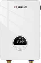CAMPLUX Tankless Water Heater Electric 6kW at 240 Volts, Point of Use Instant Hot Water Heater CSA Approved with Temperature Display, Under Sink Self Modulating Technology, White