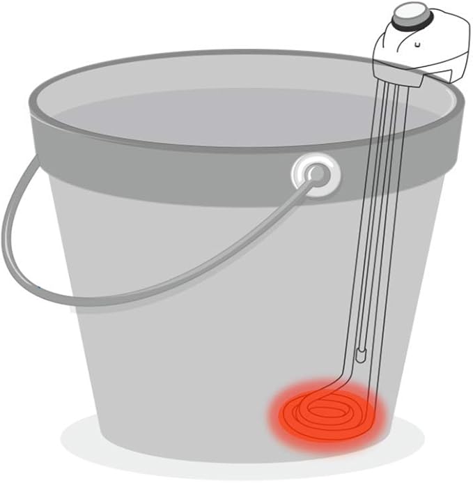 KD 1500W Immersion Bucket Water Heater, Auto Shutoff, Overheating Prevention, Auto Water Level Senor, Adjustable Thermostat, Easy-to-Use (WHITE / 1500 WATT)