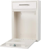 KYODOLED Steel Key Lock Mail Boxes Outdoor, Locking Wall Mount Mailbox, Security Key Drop Box, Collection Boxes,16.2H x 11.22L x 4.72W Inches, White X Large