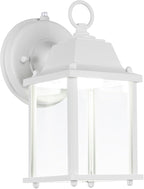 LIT-PaTH Small Outdoor LED Wall Lantern with Dusk to Dawn Photocell, 5000K Daylight White, 9.5W, 800 Lumen, Aluminum Housing Plus Glass, Outdoor Rated, 1-Pack, White