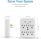 KMC Wall Surge Protector, 980 Joule, 6-Outle Wall Plug Adapter Power Strip, White(2 Pack)