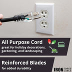 Iron Forge Cable 10 Gauge 25ft Lighted Outdoor Heavy Duty Extension Cord with 3 Outlets - 15 Amp 10/3 SJTW Black Extension Cord with Multiple Outlets