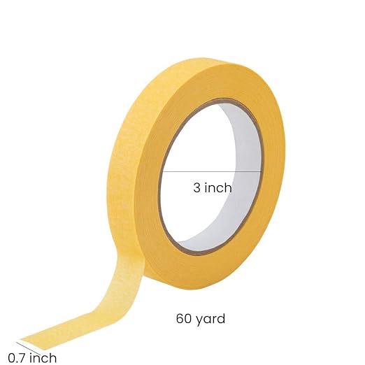 Lichamp 20-Pack Automotive Refinish Masking Tape Yellow 18mm x 55m, Cars Vehicles Auto Body Paint Tape, Automotive Painters Tapes Bulk Set 0.7-inch x 180-foot x 20 Rolls