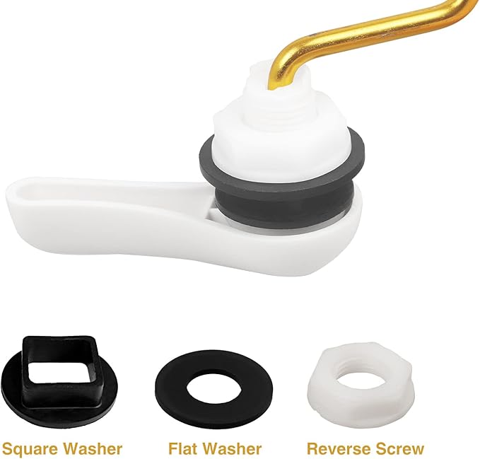 Toilet Handle Replacement Kit, Side Mount Toilet Trip Levers with Seal Gasket and Nut, with Stainless Steel Flapper Chains, Universal Replacement for Most Toilets (White)